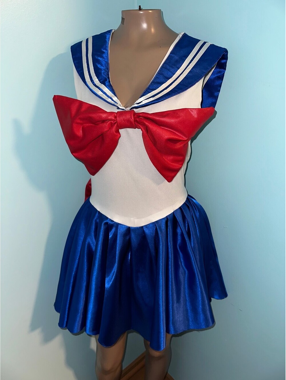 Handmade Sailor Moon Cosplay Costume Dress Blue White Size 4